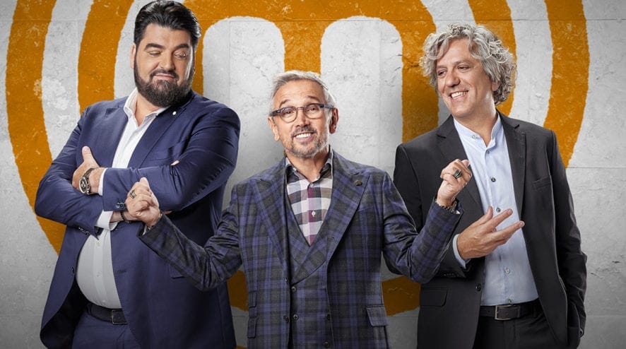 Chef e giudici del talent di cucina Masterchef: Antonino Cannavacciuolo, Bruno Barbieri e Giorgio Locatelli.